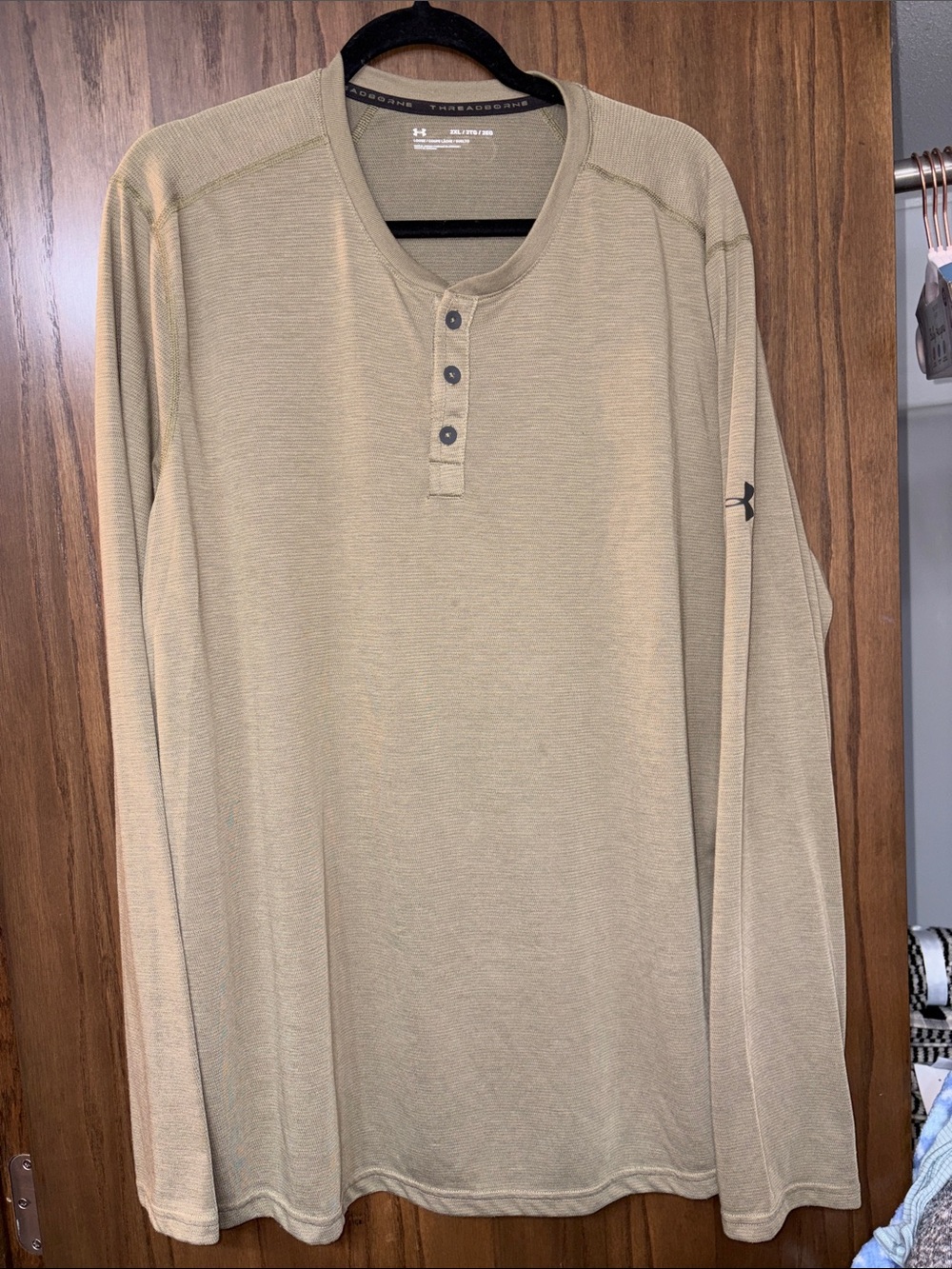 Under Armour Men’s Long-Sleeve Henley in Tan